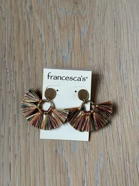 Francesca's Multicolor Tassel Fan Drop Earrings